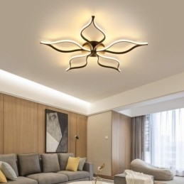 Luminária de teto minimalista com cinco folhas e flor embutida