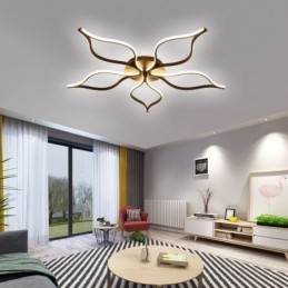 Luminária de teto minimalista com cinco folhas e flor embutida
