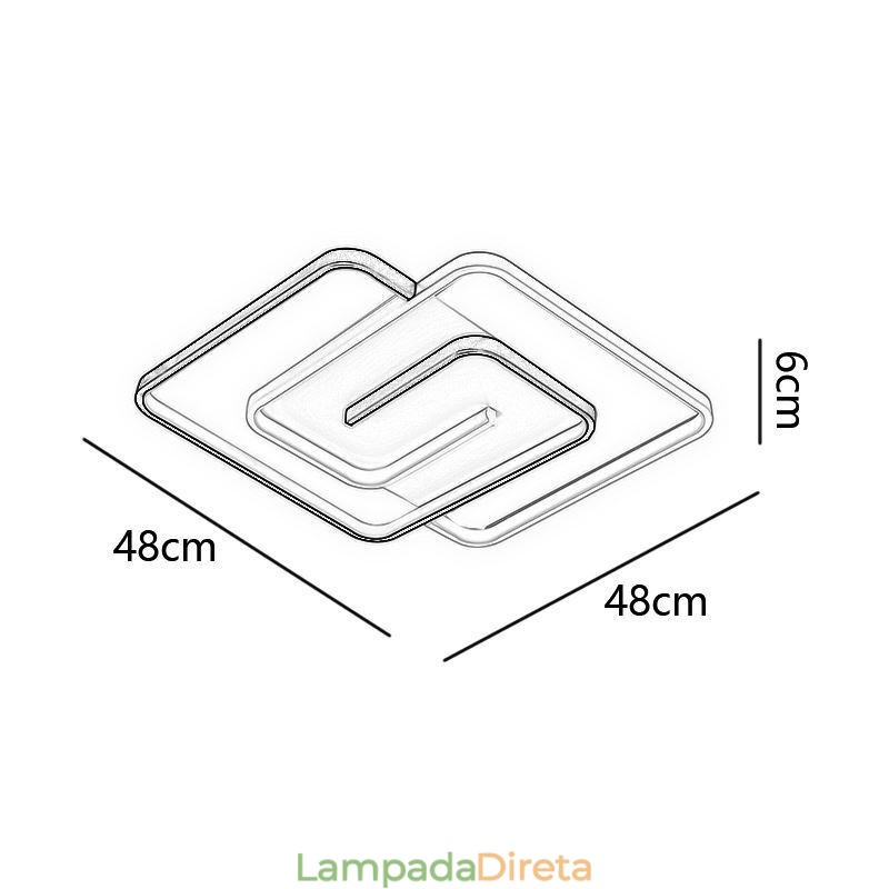 Luminária de teto quadrada acrílica embutida
