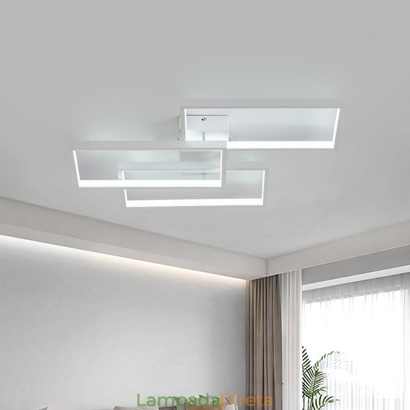 Luminária de teto retangular geométrica acrílica embutida