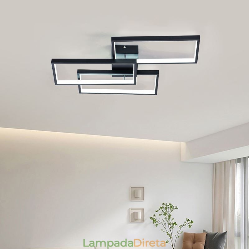 Luminária de teto retangular geométrica acrílica embutida