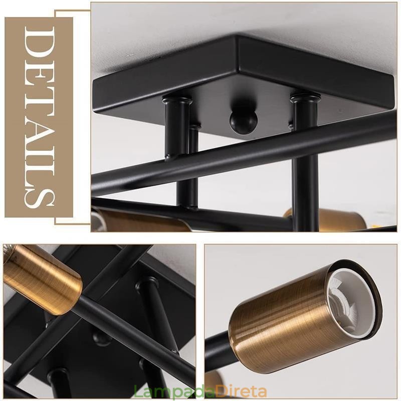Luz de teto decorativa estilo industrial americano de montagem embutida retrô country