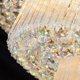 Luminária de teto de cristal redonda embutida com controle remoto 80 cm
