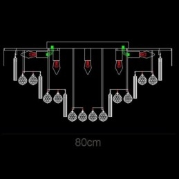 Luminária de teto de cristal redonda embutida com controle remoto 80 cm