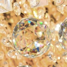 Luminária de teto de cristal redonda embutida com controle remoto 80 cm