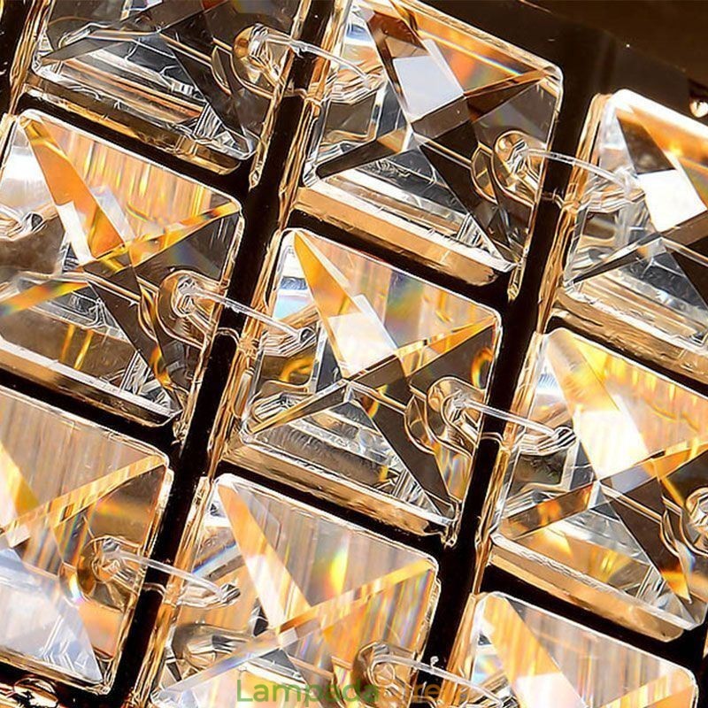 Luminária de teto de cristal redonda embutida com controle remoto 80 cm