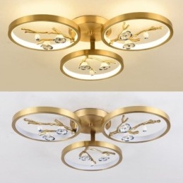 Luminária de teto em formato de flor de ameixa com galho de cobre embutido