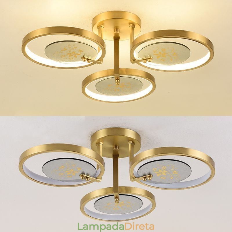 Luminária de teto com impressão artística em acrílico de cobre embutida
