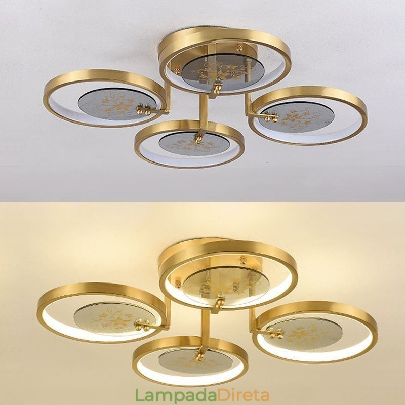 Luminária de teto com impressão artística em acrílico de cobre embutida