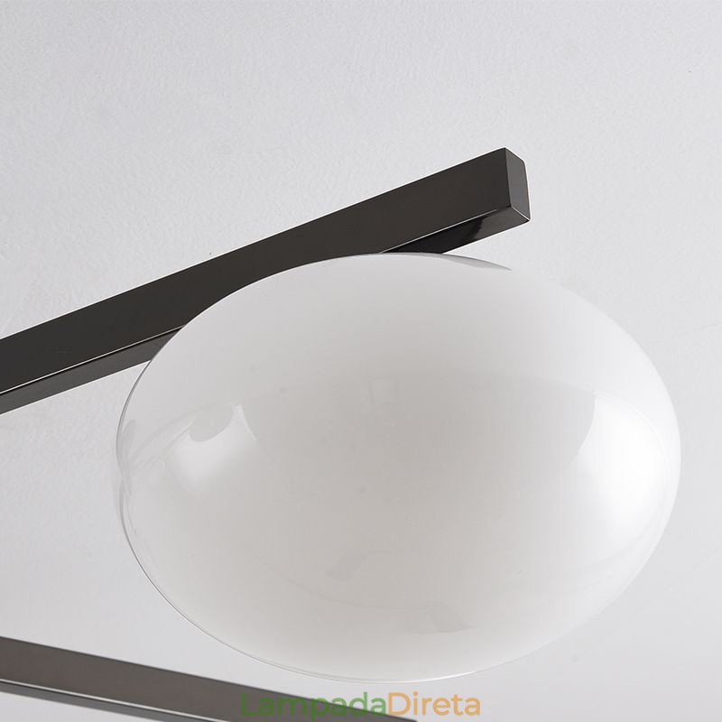 Luminária de teto criativa de ferro forjado com montagem embutida em vidro nórdico