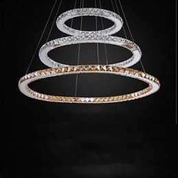 Luminárias pendentes âmbar e cristal K9 transparente Lustre de iluminação com 3 anéis