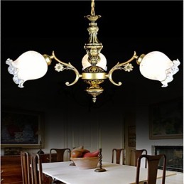Lustre de Bronze Três Luzes Europeu Retro Clássico