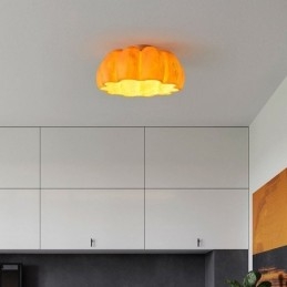 Luminárias de teto japonesas retrô de montagem embutida em formato de abóbora de cabeça única