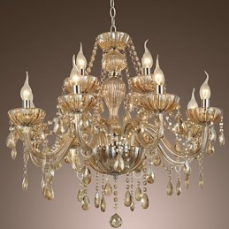 Lustre de cristal luxo moderno 2 níveis sala de estar 12 luzes