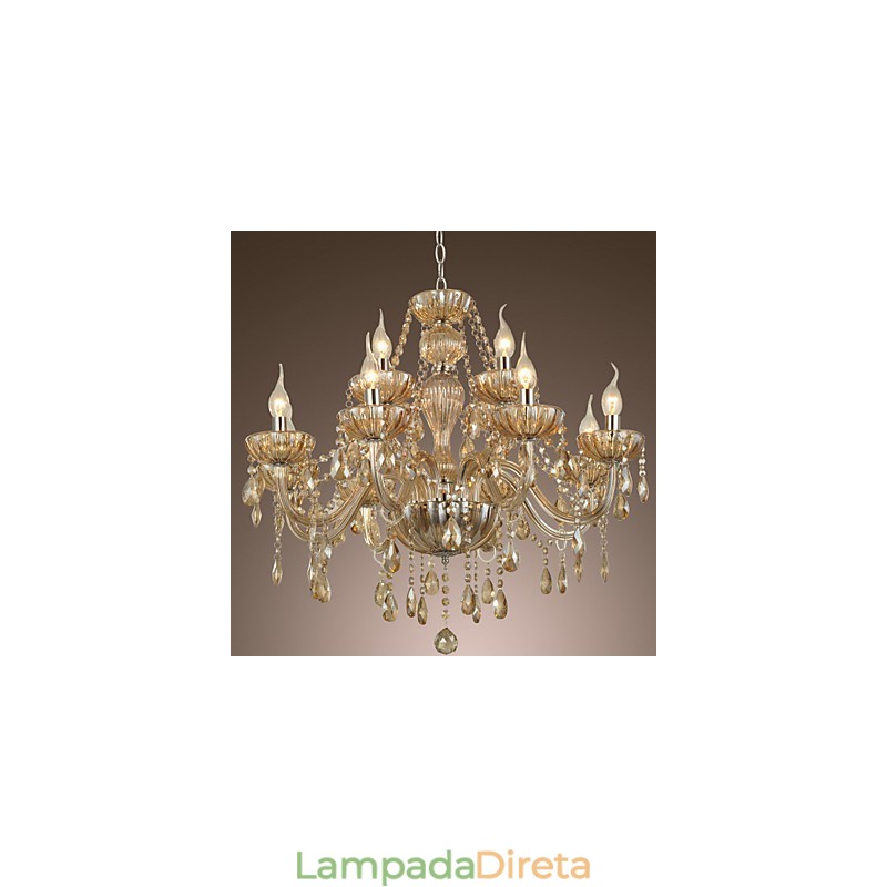 Lustre de cristal luxo moderno 2 níveis sala de estar 12 luzes