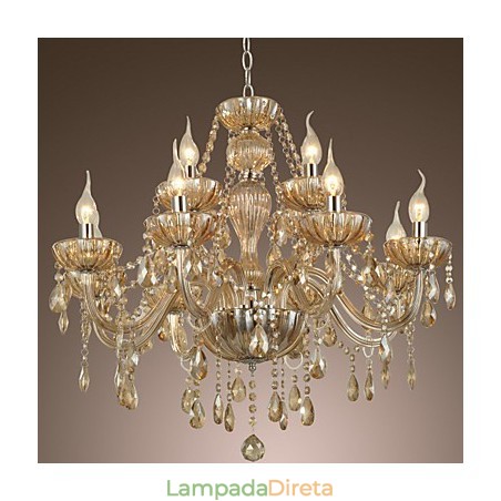 Lustre de cristal luxo moderno 2 níveis sala de estar 12 luzes Lustre de cristal luxo moderno 2 níveis sala de estar 12 luzes