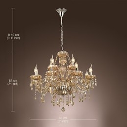 Lustre de cristal luxo moderno 2 níveis sala de estar 12 luzes