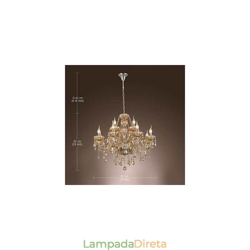 Lustre de cristal luxo moderno 2 níveis sala de estar 12 luzes