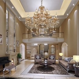 Lustre de cristal luxo moderno 2 níveis sala de estar 12 luzes