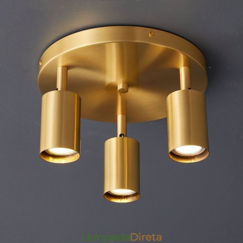 Moderno Flush Mount Dourado Preto Flush Mount com 3 Luzes Copper Art Home Lighting