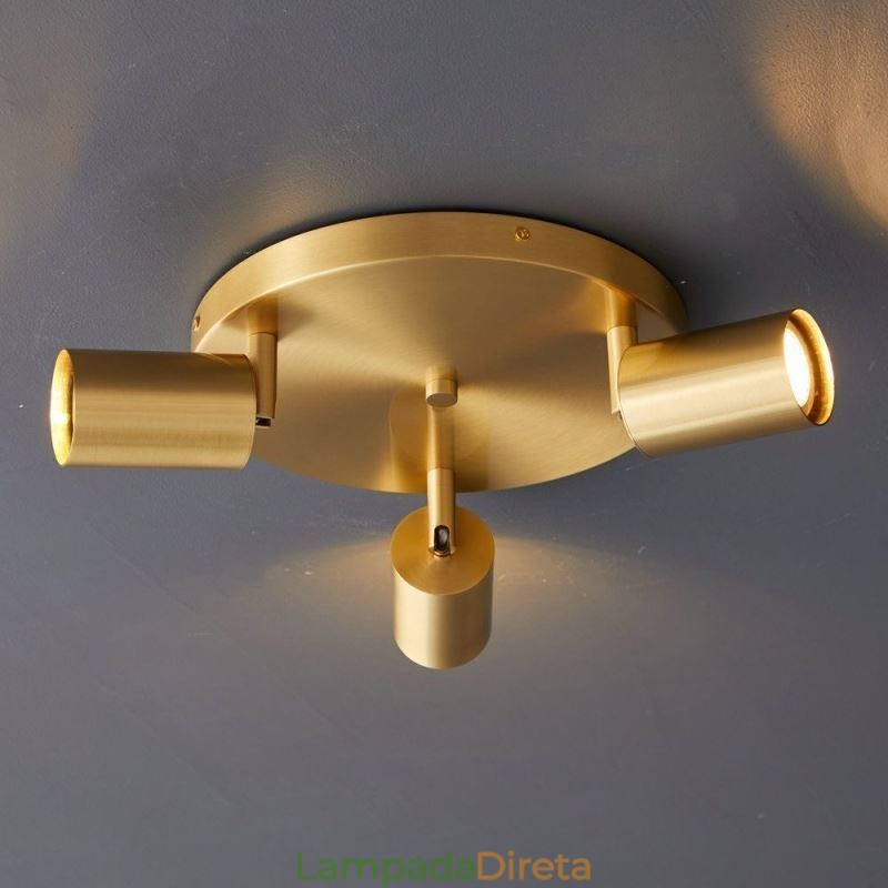 Moderno Flush Mount Dourado Preto Flush Mount com 3 Luzes Copper Art Home Lighting