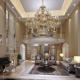 Lustre de cristal luxo moderno 2 níveis sala de estar 12 luzes