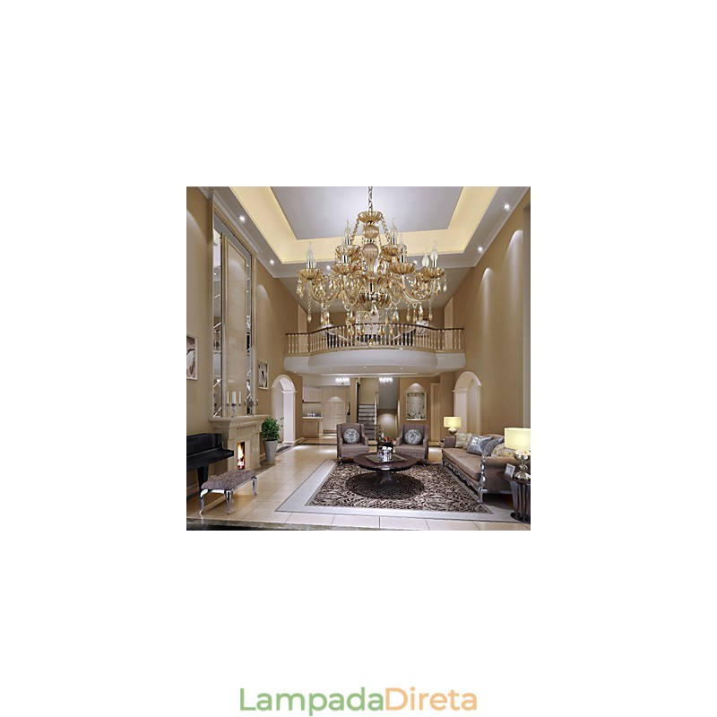 Lustre de cristal luxo moderno 2 níveis sala de estar 12 luzes