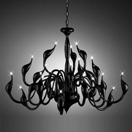 Lustre moderno 24 luzes G4 pintura preta