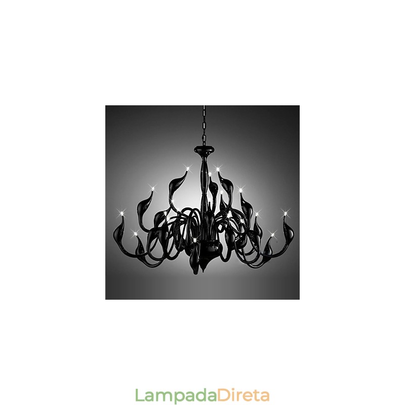 Lustre moderno 24 luzes G4 pintura preta