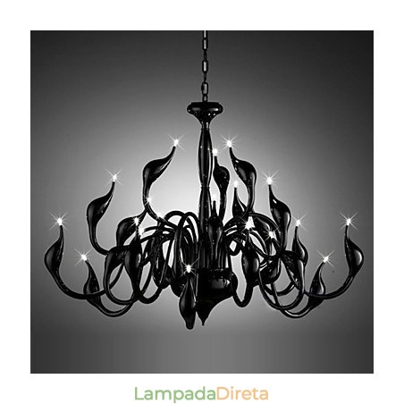 Lustre moderno 24 luzes G4 pintura preta