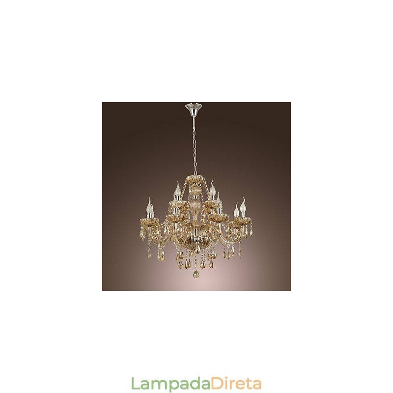 Lustre de cristal luxo moderno 2 níveis sala de estar 12 luzes