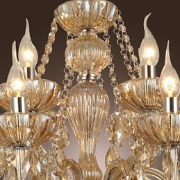 Lustre de cristal luxo moderno 2 níveis sala de estar 12 luzes