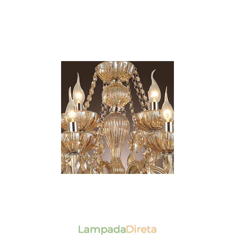 Lustre de cristal luxo moderno 2 níveis sala de estar 12 luzes