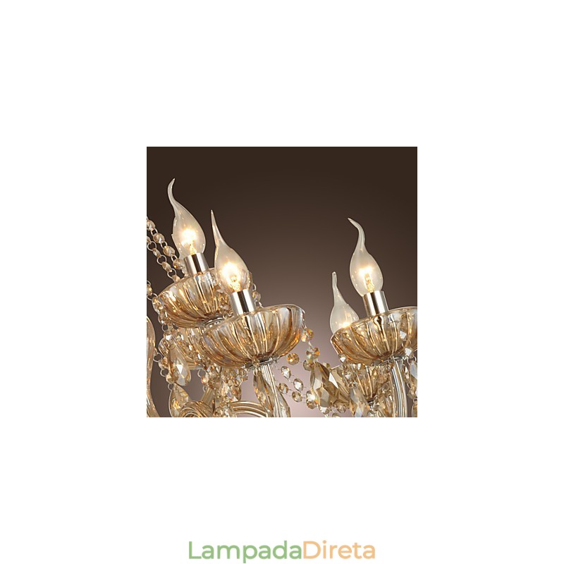 Lustre de cristal luxo moderno 2 níveis sala de estar 12 luzes