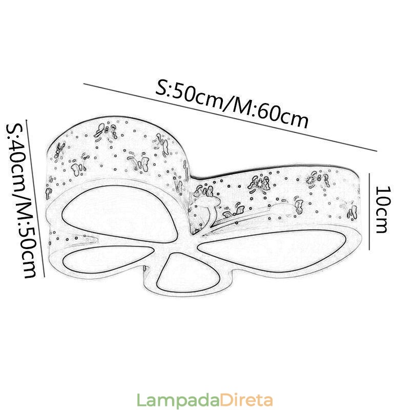 Luminária de teto contemporânea de metal embutida tipo borboleta