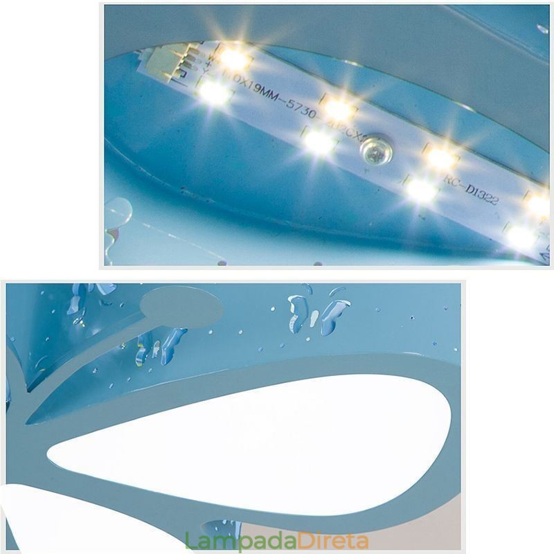 Luminária de teto contemporânea de metal embutida tipo borboleta