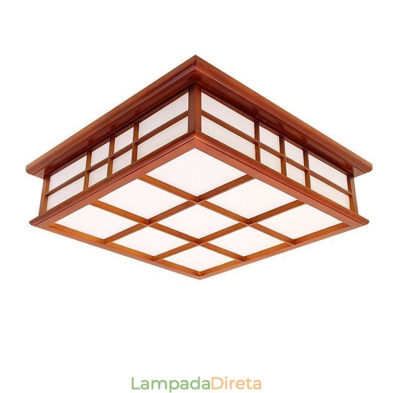 Luminária de teto estilo retrô de madeira embutida
