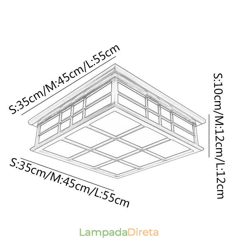 Luminária de teto estilo retrô de madeira embutida