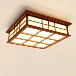 Luminária de teto estilo retrô de madeira embutida