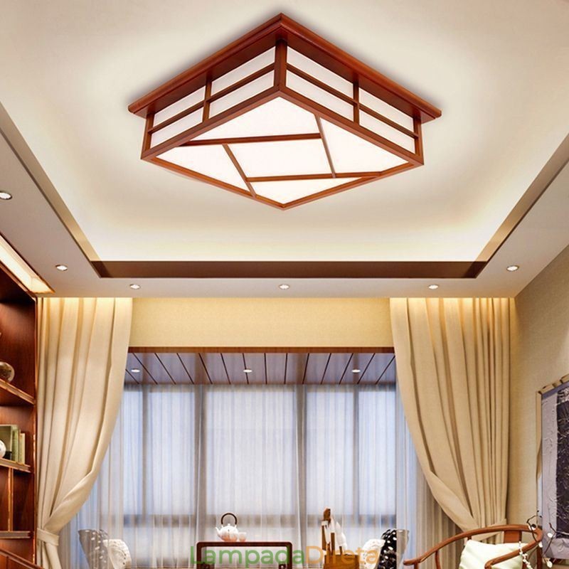 Luminária de teto estilo retrô quadrada embutida