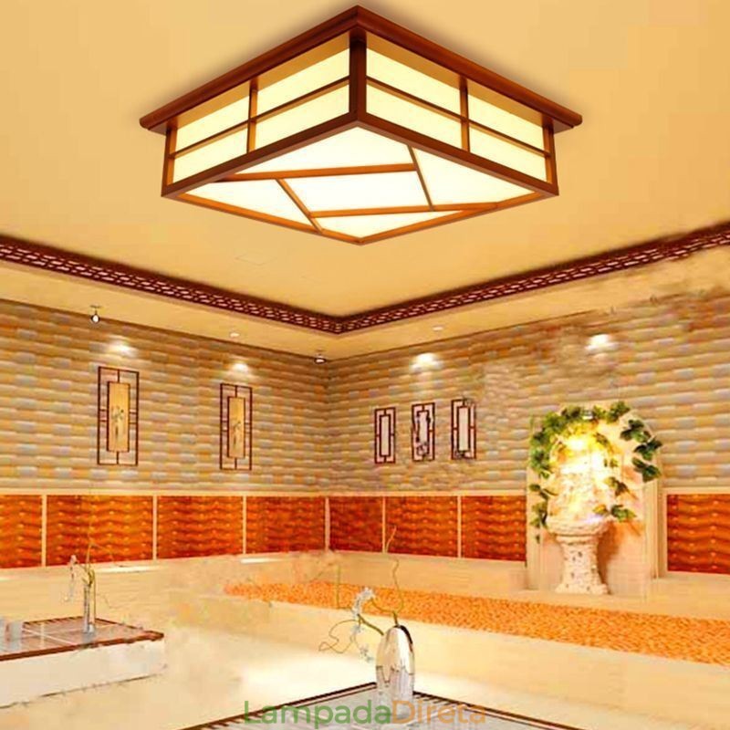 Luminária de teto estilo retrô quadrada embutida