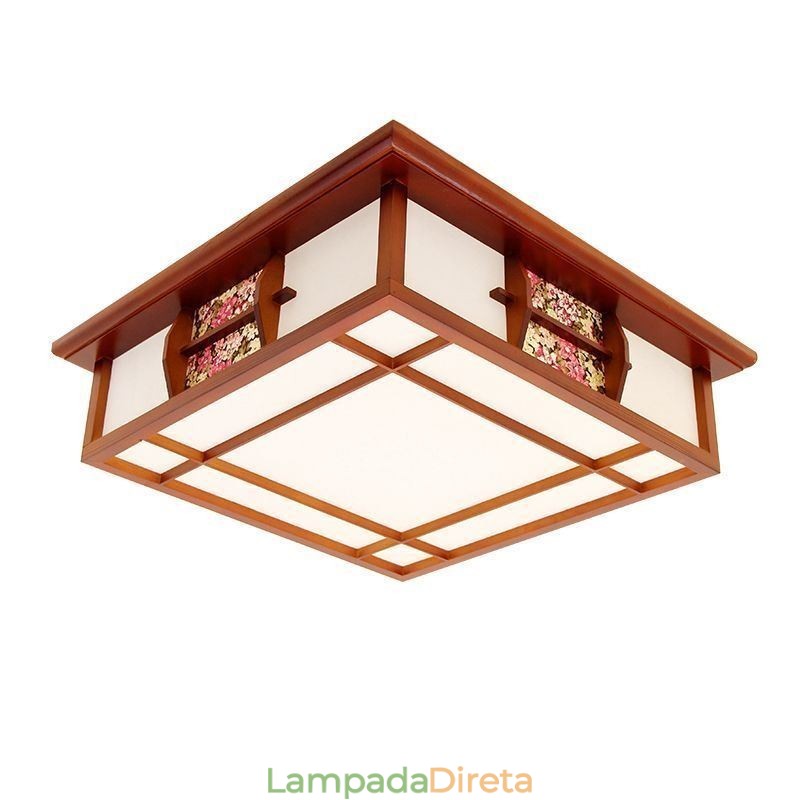 Luminária de teto quadrada embutida de madeira retrô