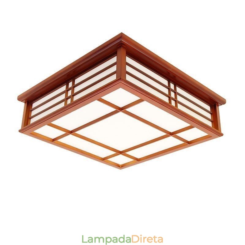 Luminária de teto retrô decorativa de madeira