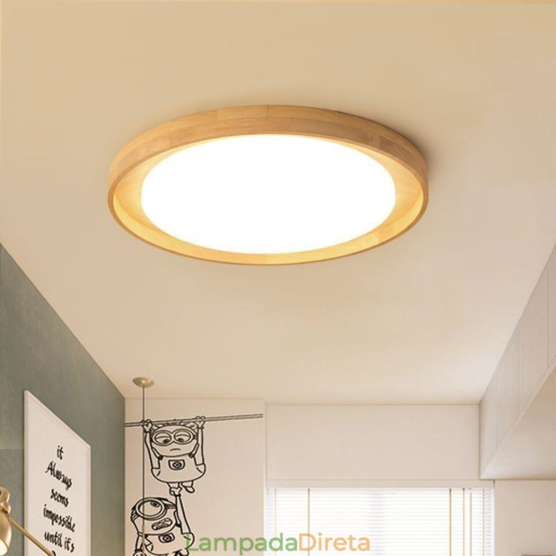 Luminária de teto moderna de madeira acrílica redonda