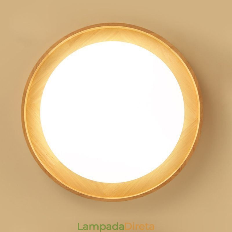 Luminária de teto moderna de madeira acrílica redonda