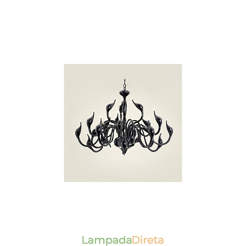 Lustre moderno 24 luzes G4 pintura preta