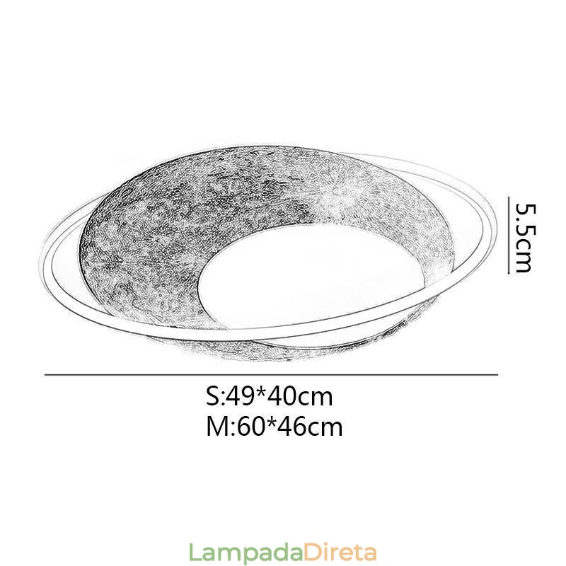 Luminária de teto embutida, luminária de teto em formato de lua