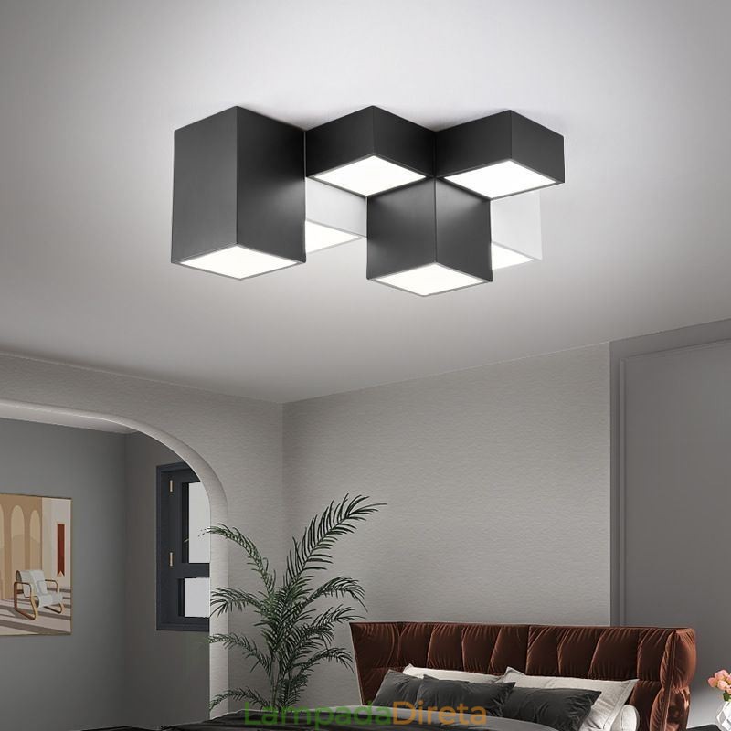 Luminária de teto moderna Cubo Mágico Iluminação de teto