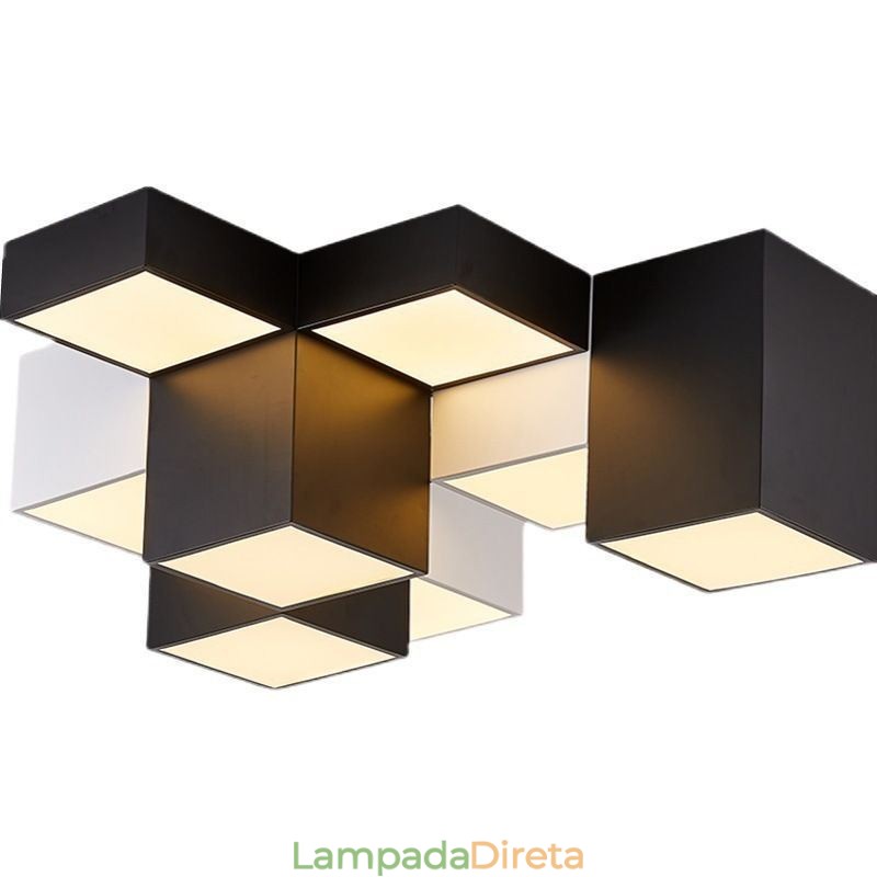 Luminária de teto moderna em cubo