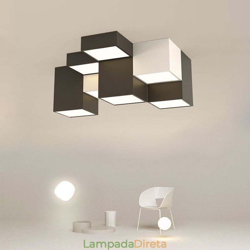 Luminária de teto moderna em cubo